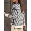 imageDokotoo Womens Casual Cross Jacquard Sweaters 2025 Crewneck Long Sleeve Fall Winter Warm Knit Pullover Tops ClothesNavy Blue