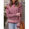 imageDokotoo Womens Casual Cross Jacquard Sweaters 2025 Crewneck Long Sleeve Fall Winter Warm Knit Pullover Tops ClothesRed