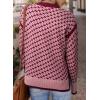imageDokotoo Womens Casual Cross Jacquard Sweaters 2025 Crewneck Long Sleeve Fall Winter Warm Knit Pullover Tops ClothesRed