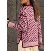 imageDokotoo Womens Casual Cross Jacquard Sweaters 2025 Crewneck Long Sleeve Fall Winter Warm Knit Pullover Tops ClothesRed