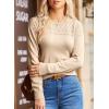 imageDokotoo Womens Casual Long Sleeve Wool Hollow Out Sweaters for Women 2025 Trendy Lightweight Crochet Pullover TopsParchment