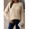 imageDokotoo Womens Casual Long Sleeve Wool Hollow Out Sweaters for Women 2025 Trendy Lightweight Crochet Pullover TopsParchment
