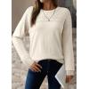imageDokotoo Womens Casual Long Sleeve Wool Hollow Out Sweaters for Women 2025 Trendy Lightweight Crochet Pullover TopsWhite