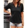 imageDokotoo Womens Summer Short Puff Sleeves Blouses Shirts V Neck Cute Solid Knit Textured Casual Regular Fit TopsBlack