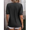 imageDokotoo Womens Summer Short Puff Sleeves Blouses Shirts V Neck Cute Solid Knit Textured Casual Regular Fit TopsBlack