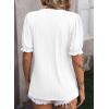 imageDokotoo Womens Summer Short Puff Sleeves Blouses Shirts V Neck Cute Solid Knit Textured Casual Regular Fit TopsWhite