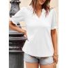 imageDokotoo Womens Summer Short Puff Sleeves Blouses Shirts V Neck Cute Solid Knit Textured Casual Regular Fit TopsWhite