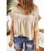imageDokotoo Womens Summer Tops Crewneck Lace Crochet Short Sleeve Shirts Casual Chiffon Blouses1 Apricot