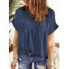 imageDokotoo Womens Summer Tops Crewneck Lace Crochet Short Sleeve Shirts Casual Chiffon Blouses1 Blue