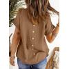 imageDokotoo Womens Summer Tops Crewneck Lace Crochet Short Sleeve Shirts Casual Chiffon Blouses1 Brown