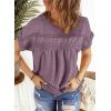 imageDokotoo Womens Summer Tops Crewneck Lace Crochet Short Sleeve Shirts Casual Chiffon Blouses1 Dark Purple