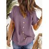 imageDokotoo Womens Summer Tops Crewneck Lace Crochet Short Sleeve Shirts Casual Chiffon Blouses1 Dark Purple