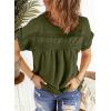imageDokotoo Womens Summer Tops Crewneck Lace Crochet Short Sleeve Shirts Casual Chiffon Blouses1 Deep Green