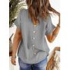 imageDokotoo Womens Summer Tops Crewneck Lace Crochet Short Sleeve Shirts Casual Chiffon Blouses1 Gray