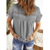 imageDokotoo Womens Summer Tops Crewneck Lace Crochet Short Sleeve Shirts Casual Chiffon Blouses1 Gray