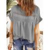 imageDokotoo Womens Summer Tops Crewneck Lace Crochet Short Sleeve Shirts Casual Chiffon Blouses1 Gray
