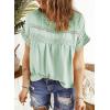 imageDokotoo Womens Summer Tops Crewneck Lace Crochet Short Sleeve Shirts Casual Chiffon Blouses1 Green