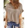 imageDokotoo Womens Summer Tops Crewneck Lace Crochet Short Sleeve Shirts Casual Chiffon Blouses1 Khaki