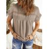 imageDokotoo Womens Summer Tops Crewneck Lace Crochet Short Sleeve Shirts Casual Chiffon Blouses1 Khaki