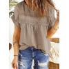 imageDokotoo Womens Summer Tops Crewneck Lace Crochet Short Sleeve Shirts Casual Chiffon Blouses1 Khaki