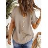 imageDokotoo Womens Summer Tops Crewneck Lace Crochet Short Sleeve Shirts Casual Chiffon Blouses1 Khaki