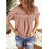 imageDokotoo Womens Summer Tops Crewneck Lace Crochet Short Sleeve Shirts Casual Chiffon Blouses1 Light Pink