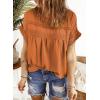 imageDokotoo Womens Summer Tops Crewneck Lace Crochet Short Sleeve Shirts Casual Chiffon Blouses1 Orange
