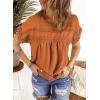 imageDokotoo Womens Summer Tops Crewneck Lace Crochet Short Sleeve Shirts Casual Chiffon Blouses1 Orange