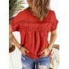 imageDokotoo Womens Summer Tops Crewneck Lace Crochet Short Sleeve Shirts Casual Chiffon Blouses1 Orange Red