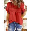 imageDokotoo Womens Summer Tops Crewneck Lace Crochet Short Sleeve Shirts Casual Chiffon Blouses1 Orange Red