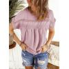 imageDokotoo Womens Summer Tops Crewneck Lace Crochet Short Sleeve Shirts Casual Chiffon Blouses1 Pink