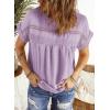 imageDokotoo Womens Summer Tops Crewneck Lace Crochet Short Sleeve Shirts Casual Chiffon Blouses1 Purple