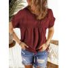imageDokotoo Womens Summer Tops Crewneck Lace Crochet Short Sleeve Shirts Casual Chiffon Blouses1 Red