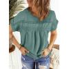 imageDokotoo Womens Summer Tops Crewneck Lace Crochet Short Sleeve Shirts Casual Chiffon Blouses1 Sea Blue