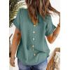imageDokotoo Womens Summer Tops Crewneck Lace Crochet Short Sleeve Shirts Casual Chiffon Blouses1 Sea Blue
