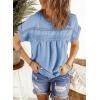 imageDokotoo Womens Summer Tops Crewneck Lace Crochet Short Sleeve Shirts Casual Chiffon Blouses1 Sky Blue