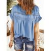 imageDokotoo Womens Summer Tops Crewneck Lace Crochet Short Sleeve Shirts Casual Chiffon Blouses1 Sky Blue