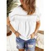 imageDokotoo Womens Summer Tops Crewneck Lace Crochet Short Sleeve Shirts Casual Chiffon Blouses1 White