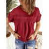 imageDokotoo Womens Summer Tops Crewneck Lace Crochet Short Sleeve Shirts Casual Chiffon Blouses1 Wine Red