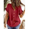 imageDokotoo Womens Summer Tops Crewneck Lace Crochet Short Sleeve Shirts Casual Chiffon Blouses1 Wine Red