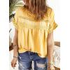 imageDokotoo Womens Summer Tops Crewneck Lace Crochet Short Sleeve Shirts Casual Chiffon Blouses1 Yellow