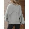 imageDokotoo Womens Sweater 2025 Fall Winter Long Sleeve Casual Tops Ribbed Hem Knitwear Lantern Pullover SweaterGray