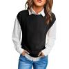 imageDokotoo Womens Sweaters Crewneck Cable Knit Vest Tops for Women 2025 Fall Fashion Clothing Cap Sleeve Sweater VestBlack