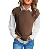 imageDokotoo Womens Sweaters Crewneck Cable Knit Vest Tops for Women 2025 Fall Fashion Clothing Cap Sleeve Sweater VestChestnut