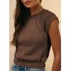imageDokotoo Womens Sweaters Crewneck Cable Knit Vest Tops for Women 2025 Fall Fashion Clothing Cap Sleeve Sweater VestChestnut