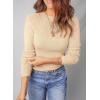 imageDokotoo Womens Wool Blend Sweater Warm Soft Lightweight Long Sleeve Crew Neck Solid Basic Tops Regular FitApricot