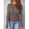 imageDokotoo Womens Wool Blend Sweater Warm Soft Lightweight Long Sleeve Crew Neck Solid Basic Tops Regular FitDark Coffee