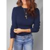 imageDokotoo Womens Wool Blend Sweater Warm Soft Lightweight Long Sleeve Crew Neck Solid Basic Tops Regular FitNavy Blue
