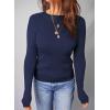 imageDokotoo Womens Wool Blend Sweater Warm Soft Lightweight Long Sleeve Crew Neck Solid Basic Tops Regular FitNavy Blue