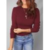imageDokotoo Womens Wool Blend Sweater Warm Soft Lightweight Long Sleeve Crew Neck Solid Basic Tops Regular FitRed